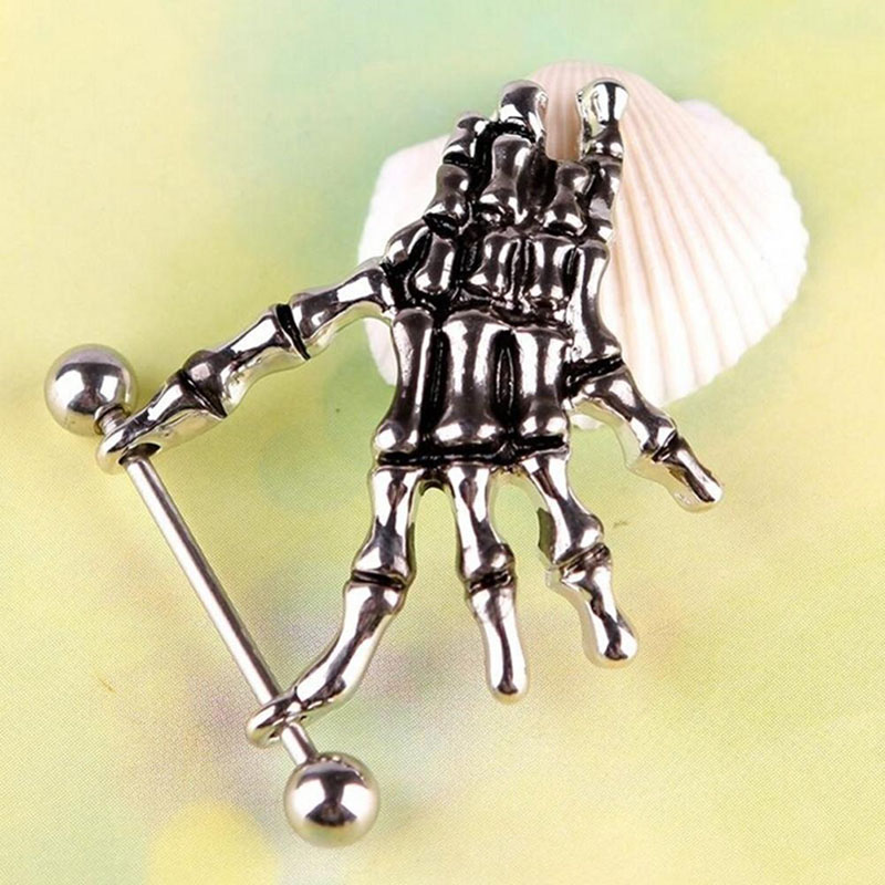 Wholesale Jewelry Stainless Steel Skull Hand Breast Ring Punk