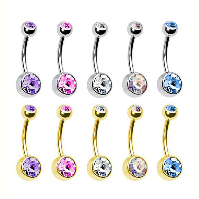 Belly Button Ring Set Gold Plated Set Of 10 Distributor