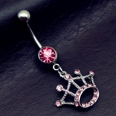 Diamond Studded Navel Rings With Crown Distributor