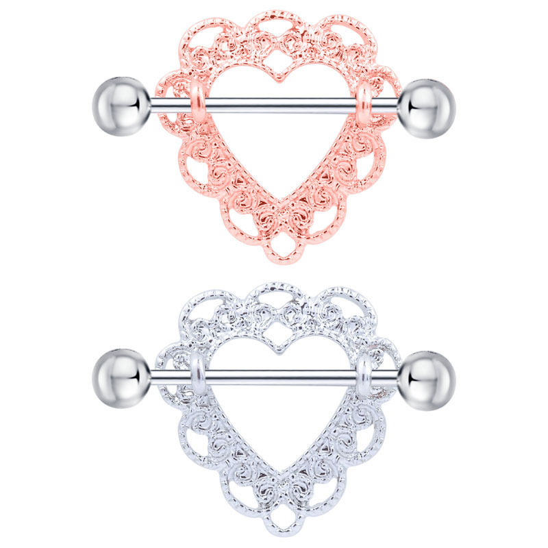 Stainless Steel Heart Shaped Rose Gold Nipple Rings Distributor