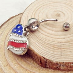 American Flag Heart Shaped Belly Button Ring Distributor