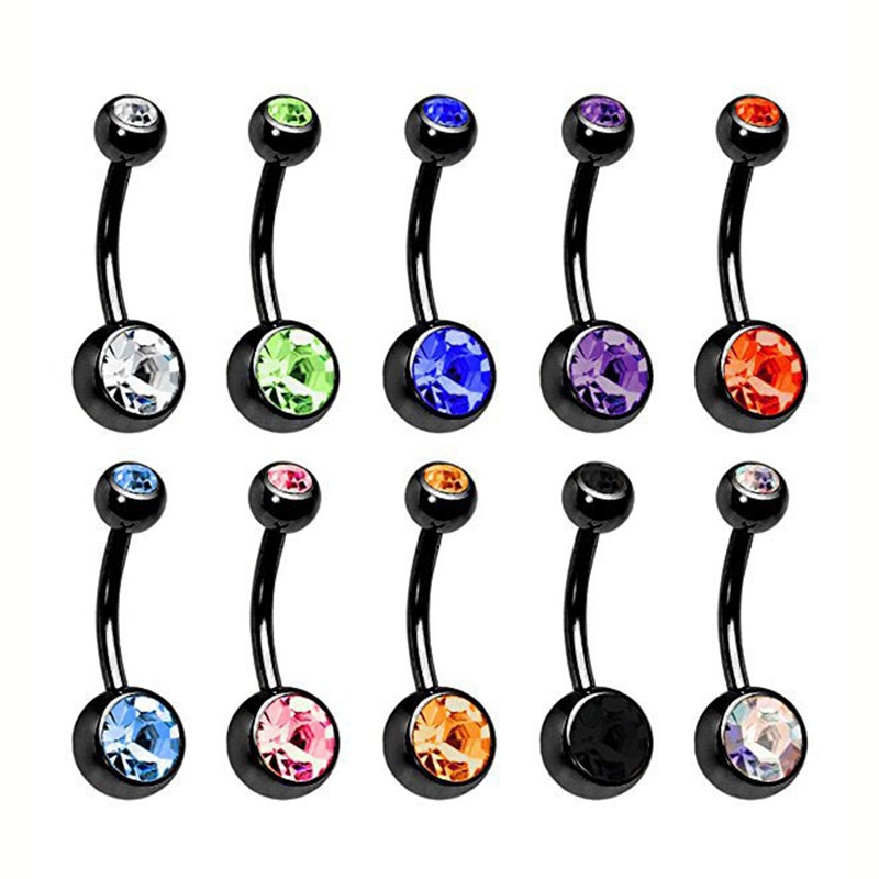 Belly Button Ring Set Coloured Plated Ten Piece Set Distributor