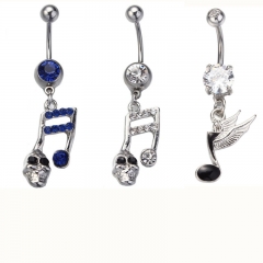 Wholesale Jewelry Musical Note Skull Ghost Head Navel Ring Belly Button Piercing