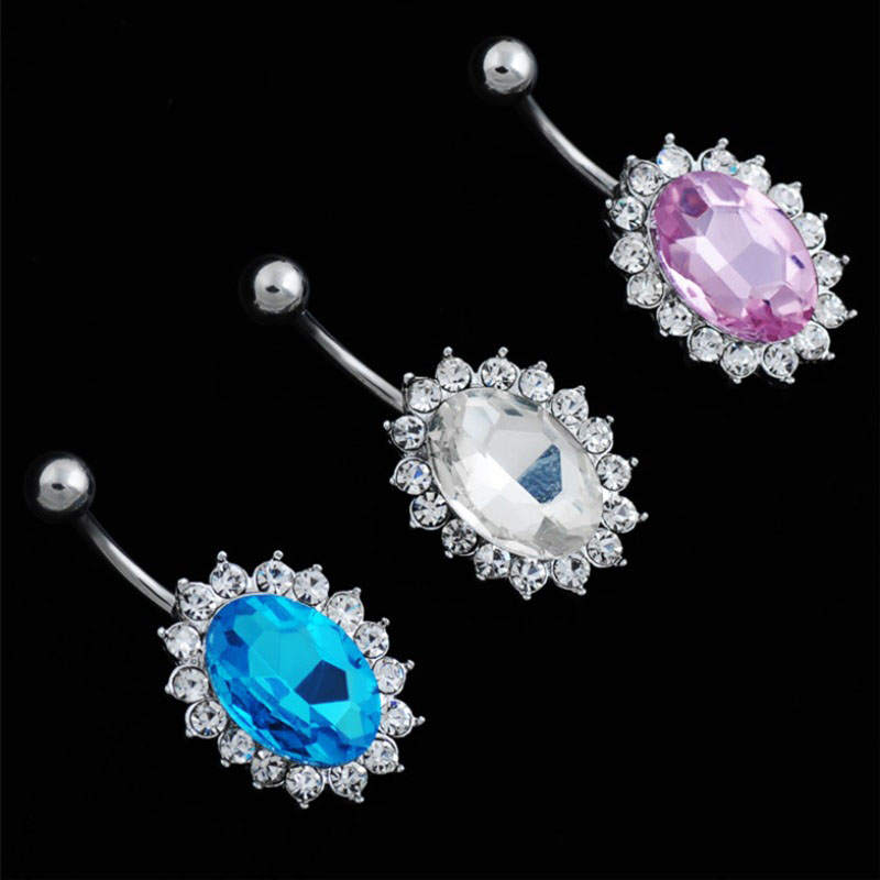 Large Oval Gemstone Navel Ring Distributor