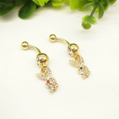 Gold And Diamond Studded Bunny Head Belly Button Ring Distributor