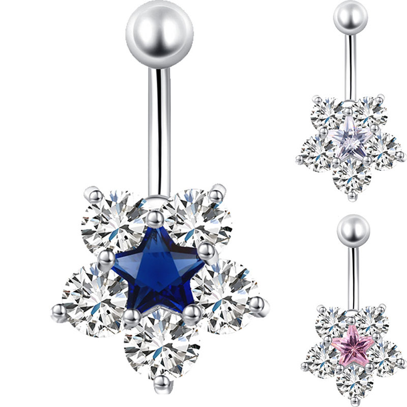 Pentagram Zirconia Belly Button Ring Short Distributor