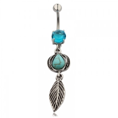 Vintage Turquoise Drop Leaf Belly Button Ring Distributor