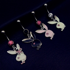 Oil Dripping Bunny Head Belly Button Rings Distributor