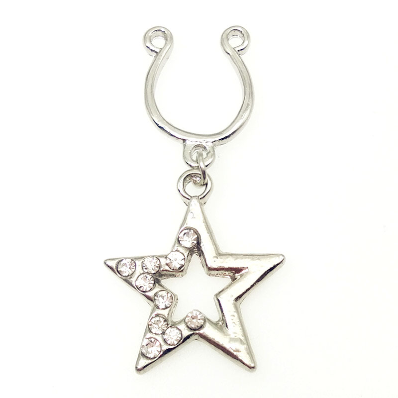 Stainless Steel Pentagram Fake Nipple Ring Distributor