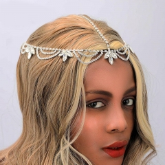 Wholesale Rhinestone Leaf Multi-layer Hair Band Bridal Forehead Hair Accessories Wedding Accessories