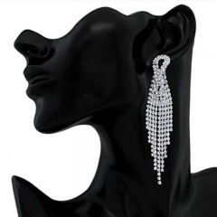 Wholesale Exaggerated Rhinestone Earrings Tassel Gorgeous Alloy Rhinestone Tassel Earrings