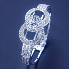 Wholesale Noble Multi-layer Zirconia Stainless Steel Full Of Diamonds Open Bracelet Bracelet