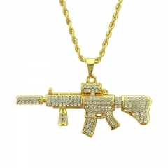 Hip Hop Men's Diamond Studded Ak47 Pendant Necklace Supplier