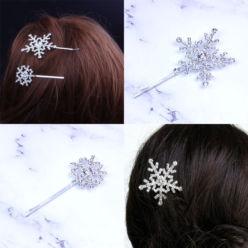Wholesale Snow Queen Hair Accessories Snowflake Hair Clip Rhinestone Bridal Hair Accessories A Clip