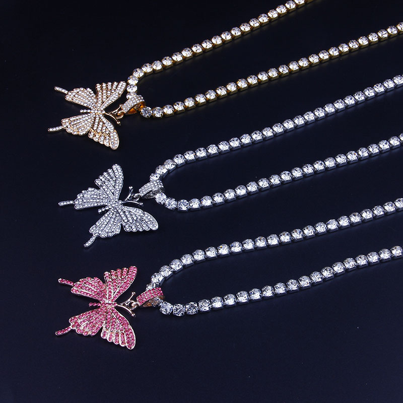 Wholesale Large Butterfly Pendant Necklace Hip-hop Trendy Accessories