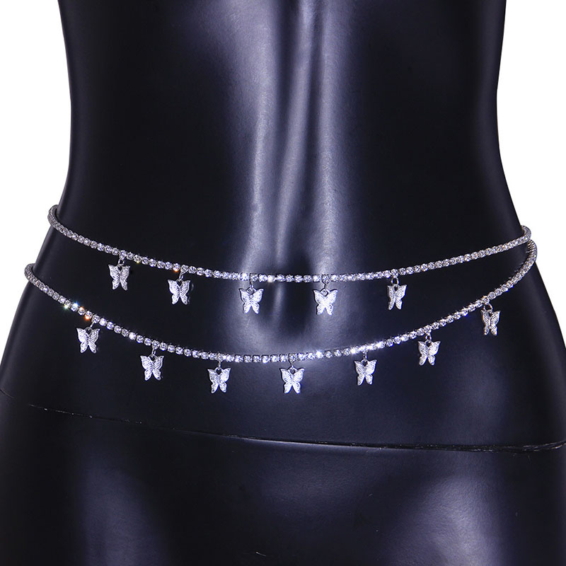 Wholesale Simple Micro-encrusted Rhinestone Multi-layer Body Chain Temperament Sexy Butterfly Waist Chain
