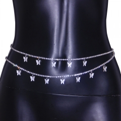 Wholesale Simple Micro-encrusted Rhinestone Multi-layer Body Chain Temperament Sexy Butterfly Waist Chain