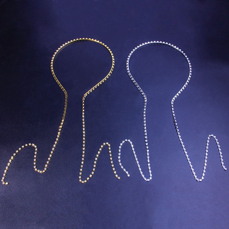 Wholesale Single Chain Hair Band With Diamonds Back Hanging Hair Card Simple Full Of Diamonds Headdress
