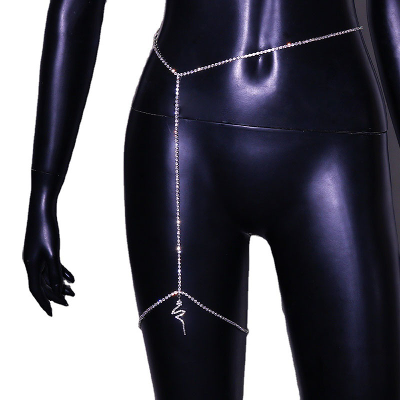 Wholesale Fashion Snake Pendant Full Of Diamonds Leg Chain Sexy Model Rhinestone Waist Chain
