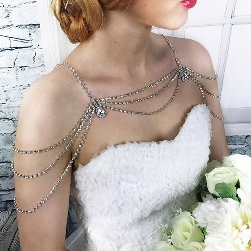 Wholesale Rhinestone Shoulder Chain Clavicle Chain Wedding Accessories Temperament Multi-layer Shoulder Chain