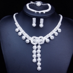 Wholesale Bridal Jewelry Set Sunflower Exquisite Loose Diamond Pearl Necklace Four-piece Set