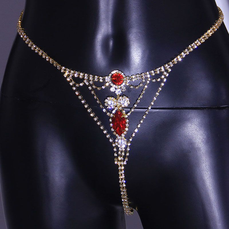 Wholesale Ruby Rhinestone Thong Europe And The United States Sexy Luxury Full Diamond Body Chain