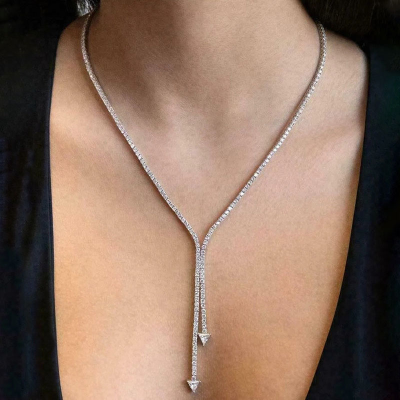 Wholesale Fashion Simple Tassel Necklace Party Rhinestone Necklace