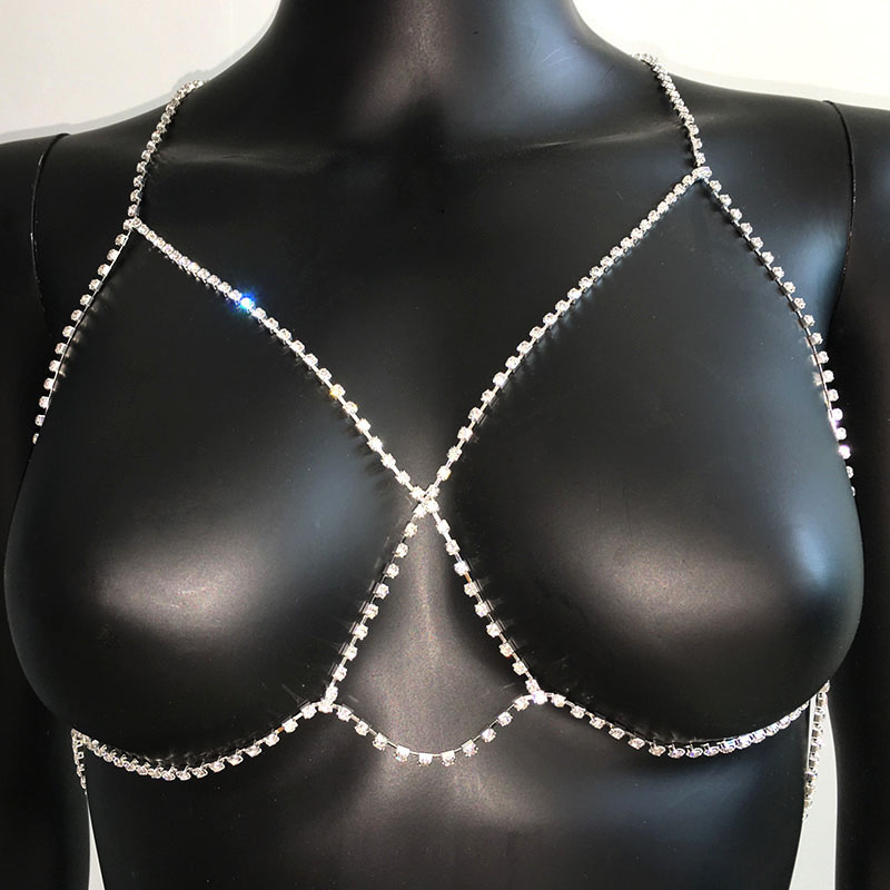 Wholesale Rhinestone Body Chain Simple Cross Chest Chain Body Chain
