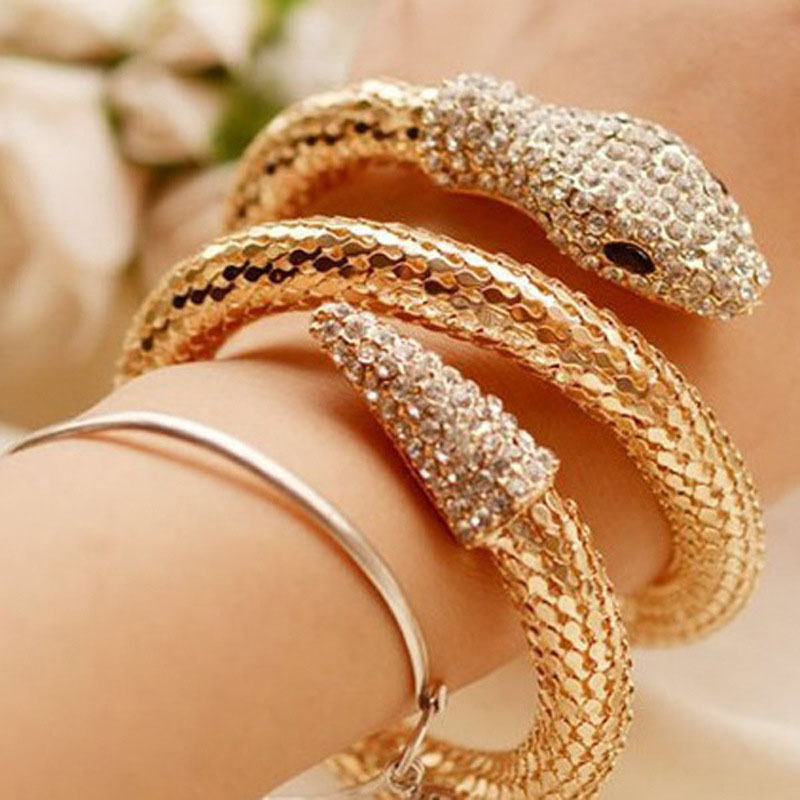 Wholesale Punk Fashion Multi-layered Full Diamond Snake Bracelet
