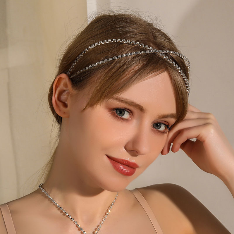 Wholesale Fashion Full Of Diamonds Cross-shaped Hair Bands Bridal Wedding Hair Accessories Hair Clips