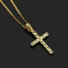 Wholesale Men's Hip Hop Cross Pendant Necklace With Diamonds