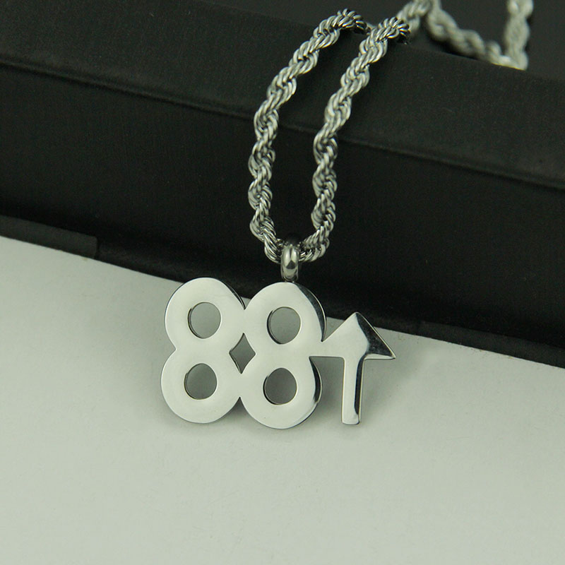 Wholesale Stainless Steel Men's Trendy 88 Rising Pendant Necklace