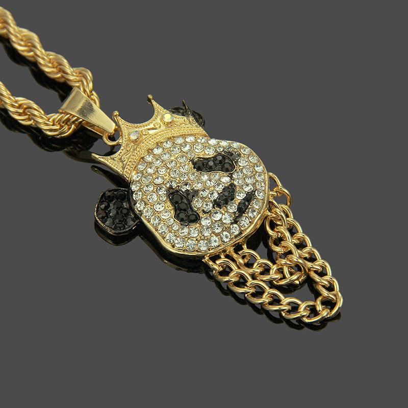 Wholesale Men's Hip Hop With Diamond Panda Pendant Necklace