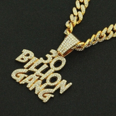 Patchwork And Diamond Pendant Thick Necklace Alloy Cuban Necklace Supplier