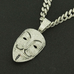 Stereoscopic Full Diamond Exaggerated Mask Pendant Necklace Supplier