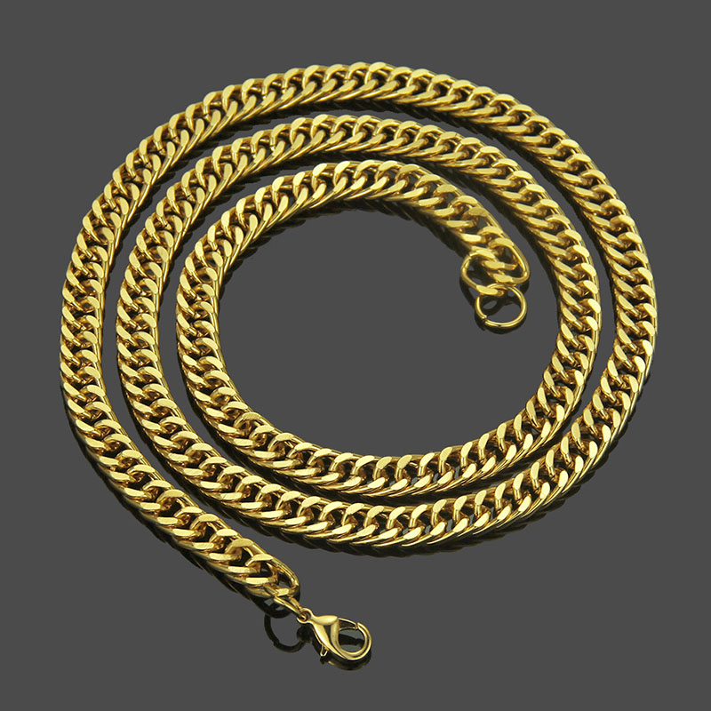 Wholesale Men's 14k Gold Plated Chain Vintage Hiphop Cuban Chain Necklace