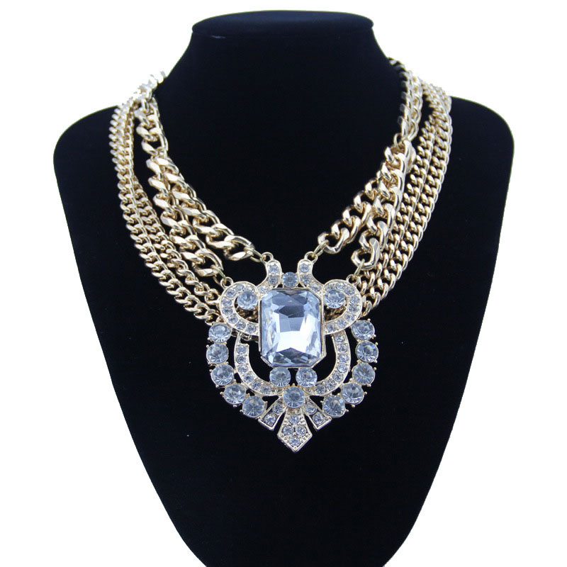 Wholesale Multi-layered Alloy Necklace With Gemstones Clavicle Chain