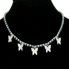 Korean Version Full Of Diamonds Chain Five Small Butterflies Ladies Clavicle Chain Necklace Supplier