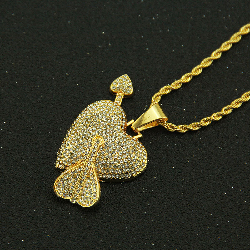 Hip Hop With Diamonds Love Pendant Necklace Eco-friendly Plating Supplier