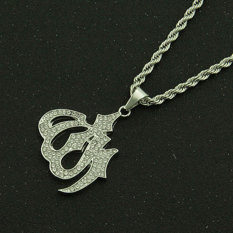 Wholesale Alloy Electroplate & Diamond Hip Hop Twist Chain Pendant Necklace