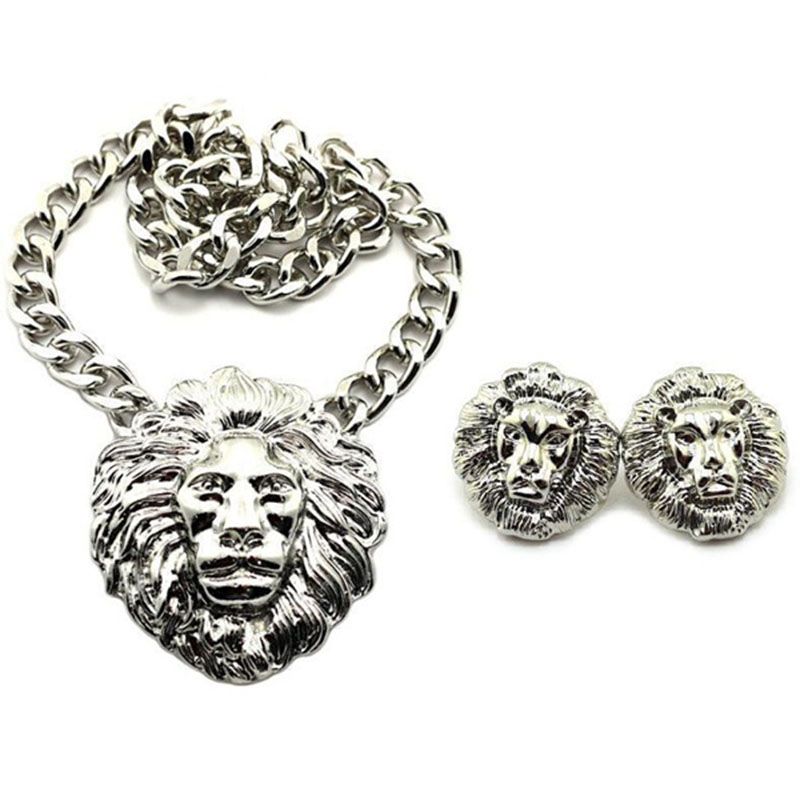 Wholesale Alloy Lion's Head Necklace & Earring Set