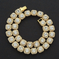 Hip Hop Men's Short Square Diamond Full Diamond Cuban Chain Necklace Supplier
