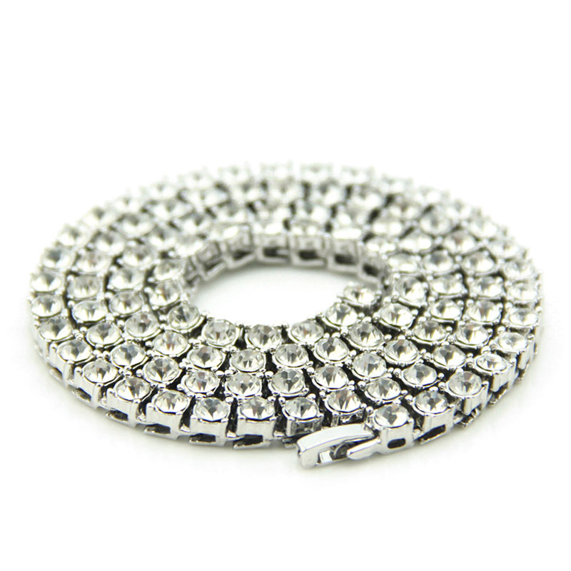 Wholesale Hip Hop Single Drainage Diamond Alloy Necklace With Diamonds