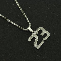 Wholesale Hip Hop Diamond Plated Number Pendant Necklace