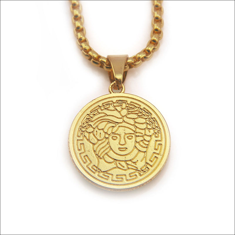 Wholesale Fashion Diamond Studded Pendant With Gold Figurehead Necklace For Men Hip Hop