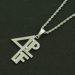 Minimalist Personalised Diamond Encrusted Alphanumeric Pendant Necklace Supplier
