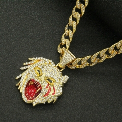 Hip Hop Men's Diamond Studded Leopard Head Cuban Chain Necklace Supplier