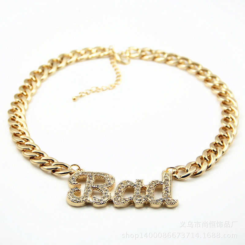 Wholesale Diamond Studded Collarbone Chain Fashion Creative Letter Necklace