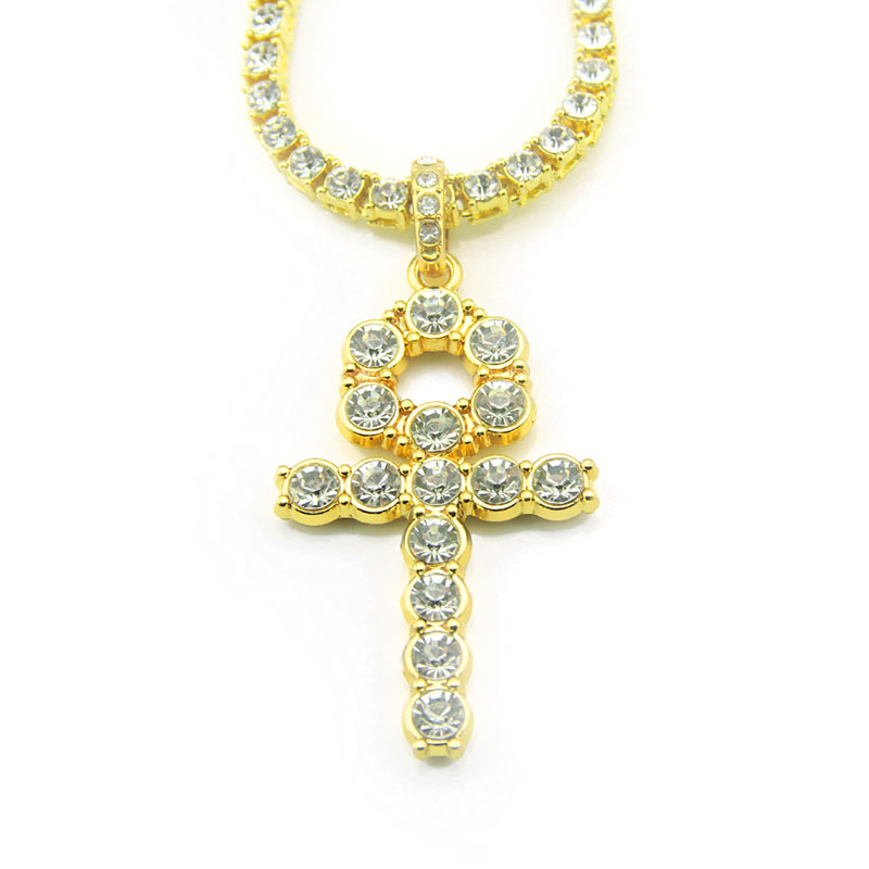 Wholesale Egyptian Ankh Rhinestone Cross Pendant Necklace