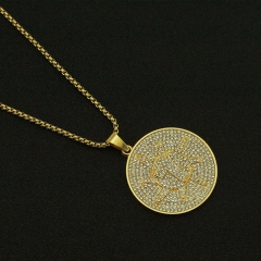 Diamond Studded Number 7 Stereoscopic Round Pendant Necklace Supplier